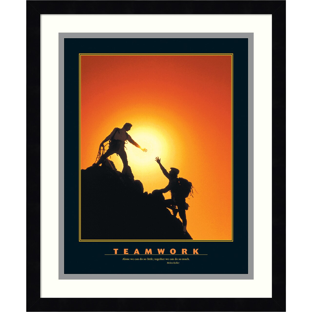 Teamwork (Climbers) Wood Framed Wall Art Print 15 in. W x 18 in. H